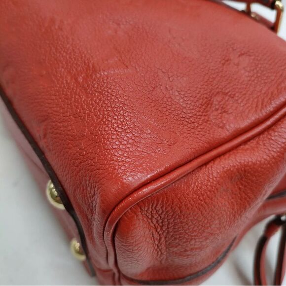 Louis Vuitton Red Enpreinte LV Embossed Leather M40758 Speedy Bandouliere 25 - Picture 7 of 16